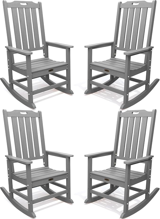 THOEOE Outdoor Rocking Chairs Set of 4, Oversized Patio Rocking Chair | HDPE by THOEOE