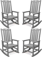 THOEOE Outdoor Rocking Chairs Set of 4, Oversized Patio Rocking Chair | HDPE by THOEOE
