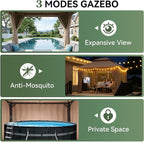 Aoxun 10x10FT Metal Frame Outdoor Gazebo w/Light, Khaki | UPF50+ Protection - Image 6