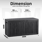 PatioZen 90 Gallon Deck Box Outdoor, Weatherproof Resin Patio Storage Box - Image 2