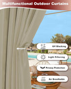 Grommet Outdoor Curtains for Patio Waterproof 8 Pcs 54x120 In Taupe | - Image 3
