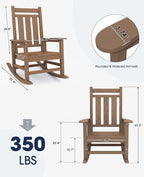 Oversized Outdoor Rocking Chair Set of 2, HDPE Patio Rockers - Image 3