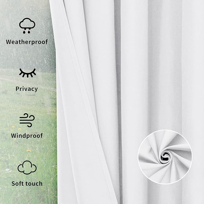 Easy-Going Outdoor Curtains for Patio 1 Panel, 54x72 inch, Weatherproof Privacy - Image 6