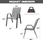 Patio Chairs Set of 6, Stackable Outdoor Dining Chairs - Image 2