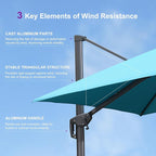 PURPLE LEAF Patio Cantilever Umbrella 9' X 12' Double Top Turquoise Blue | - Image 9
