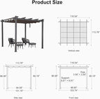 PURPLE LEAF Outdoor Pergola 10' X 10' Retractable Canopy Aluminum, Custom Shade - Image 7
