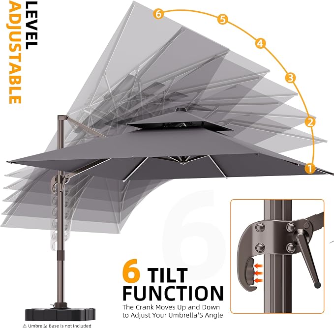 9' X 12' Cantilever Outdoor Patio Umbrellas Double Top Large Rectangle Umbrella - Image 7