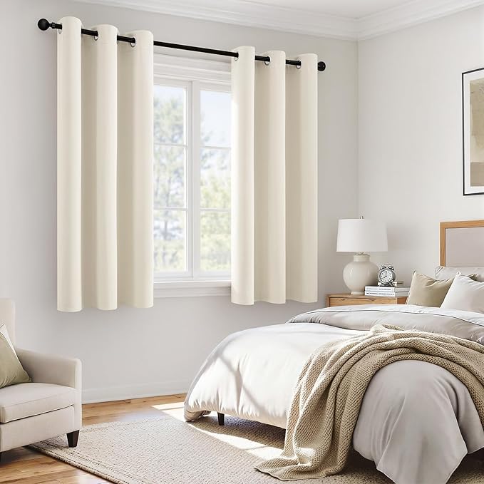 MIULEE Cream 100% Blackout Short Curtains - Image 6
