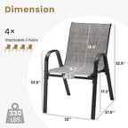Stackable Outdoor Dining Chairs Set of 4, Textilene Patio Chairs - Image 3