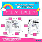 Delxo 9 Inch Kids Step Stool, 300 Lbs Folding Step Stool - Image 2