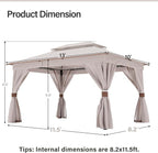 10'x13' Outdoor Gazebo with 50FT String Lights, Metal Heavy Duty Patio Canopy - Image 2