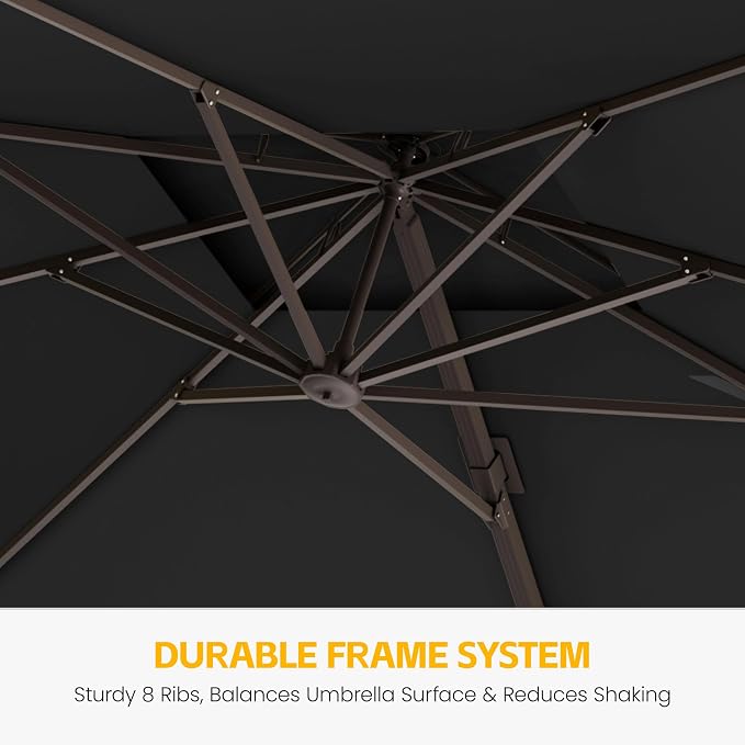 10x10 FT Patio Cantilever Umbrella, Rectangular Heavy Duty Offset Umbrella - Image 5