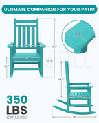 SERWALL Outdoor Rocking Chair Set of 2, HDPE Rocker - Image 3