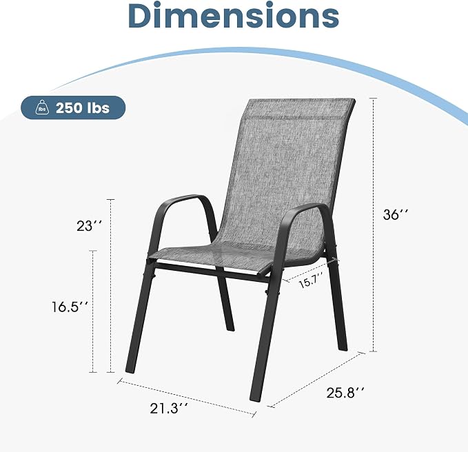DIFY Patio Chairs Set of 8, Stackable Outdoor Dining Chairs Set - Image 3