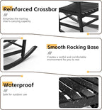 Patio Rocking Chair Outdoor Set of 1, Weather Resistant Poly Resin Oversized - Image 4