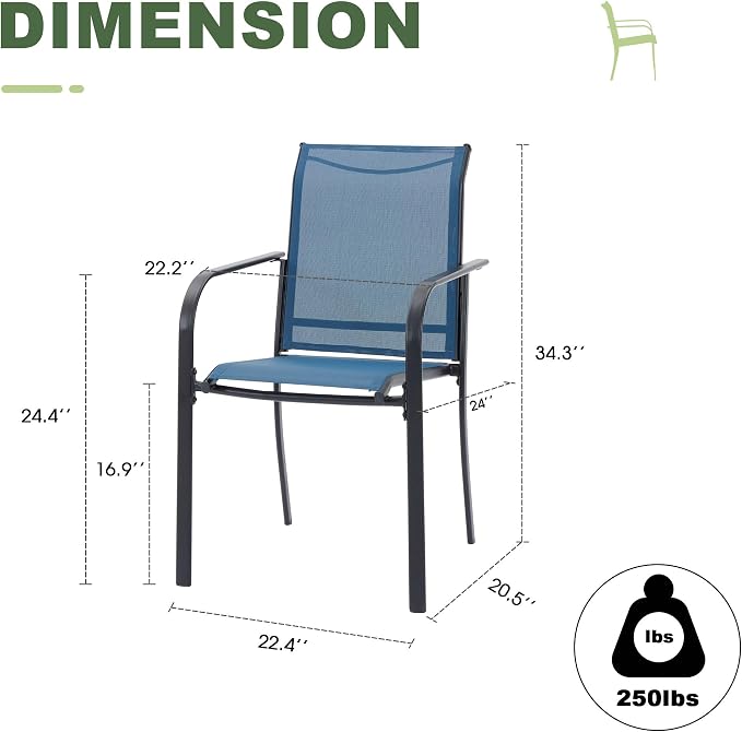 Outdoor Chairs Set of 2, Stackable Patio Dining Chairs - Image 2