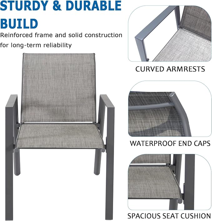 Outdoor Patio Chairs Set of 4, Lightweight Patio Set - Image 5
