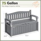 Homall 75 Gallon Outdoor Storage Benches Lockable Deck Box Waterproof | UV - Image 3