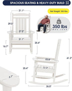 Oversized Outdoor Rocking Chairs Set of 4, HDPE Porch Rocker - Image 3