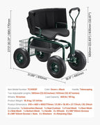 VEVOR Garden Seat with Wheels, Rolling Garden Stool with Height Adjustable & - Image 7