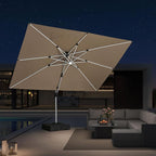 PURPLE LEAF Cantilever Umbrella 9' X 12' Double Top LED Light, Deep Beige | 7 by PURPLELEAF