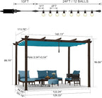 PURPLE LEAF Pergola Metal 10' x 12' Sun Shade Patio Canopy, Turquoise Blue | UV - Image 6