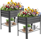 Raised Garden Bed with Legs and Shelf, Standing Raised Beds by Veezyo