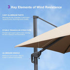 PURPLE LEAF Cantilever Umbrella 12FT Heavy Duty Umbrella Double Top Taupe | - Image 9