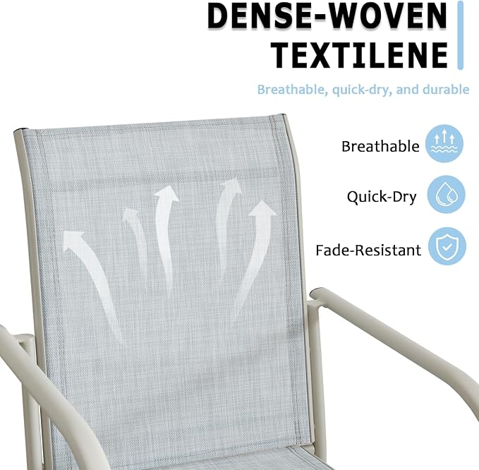 Stackable Patio Chairs Set of 8, Outdoor Dining Chairs - Image 4