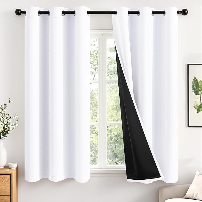 MIULEE White 100% Blackout Short Curtains by MIULEE