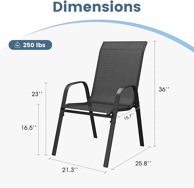 DIFY Patio Chairs Set of 2, Stackable Outdoor Dining Chairs Set - Image 3
