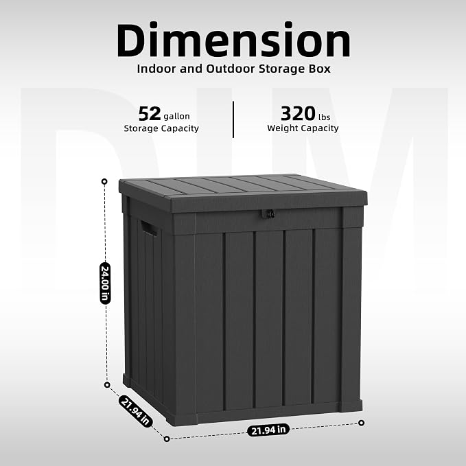 PatioZen 52 Gallon Deck Box Outdoor, Weatherproof Resin Patio Storage Box - Image 2