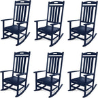 Outdoor Rocking Chair Set of 6, All-Weather Resistant Poly Lumber Rocker Chair by Adiromoti