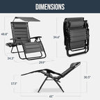 Best Choice Products Oversized Padded Zero Gravity Chair w/Canopy Headrest Cup - Image 2