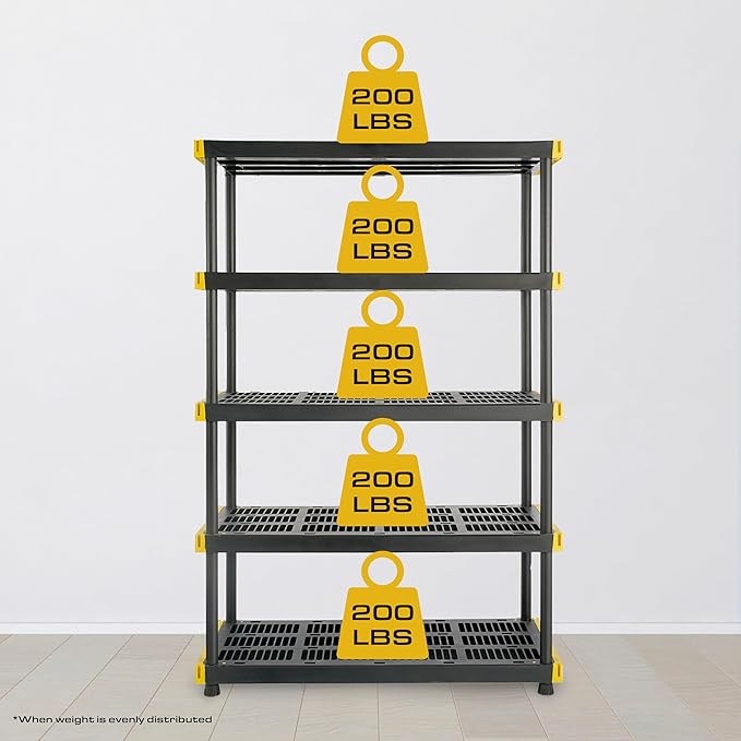 CX 5-Tier Heavy Duty Plastic Storage Shelves - Image 4