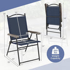 GIANTEX Set of 2 Patio Folding Chairs, Outdoor Patio Dining Chairs w/Armrest - Image 3
