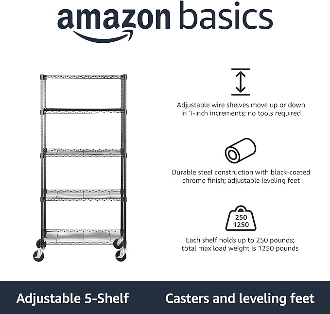 Amazon Basics 5-Shelf Heavy Duty Garage Shelving Storage Rack - Image 4