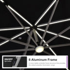 PURPLE LEAF Cantilever Umbrella 10' X 10' Solar LED Light Patio Deck, Support - Image 2