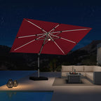 PURPLE LEAF Cantilever Umbrella 9' X 12' Solar LED Light Patio Deck, Terra | - Image 2