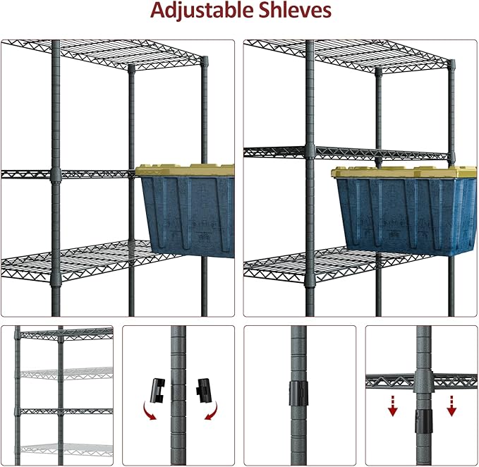 IZEUK Outdoor Metal Storage Shelving Unit, 4-Tier Heavy Duty Wire Rack Organizer - Image 5