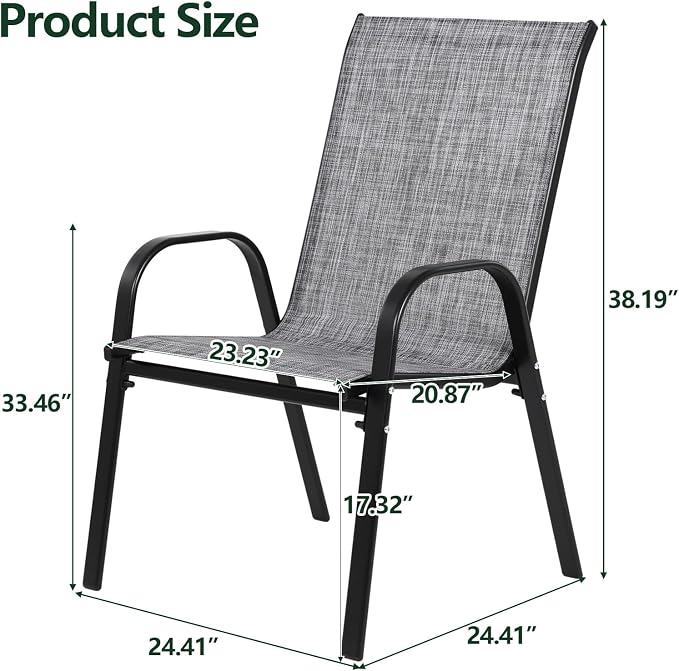 Majnesvon Outdoor Patio Chairs Set of 4, Stackable Patio Chairs, Front Porch - Image 2