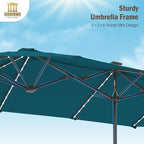 13 ft Patio Umbrella with 120 LED Solar Lights Outdoor Umbrella, Cerulean | - Image 5