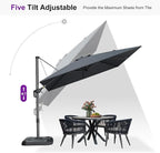 PURPLE LEAF Patio Outdoor Umbrella 9' x 9' Square All-Weather Light Grey | - Image 6