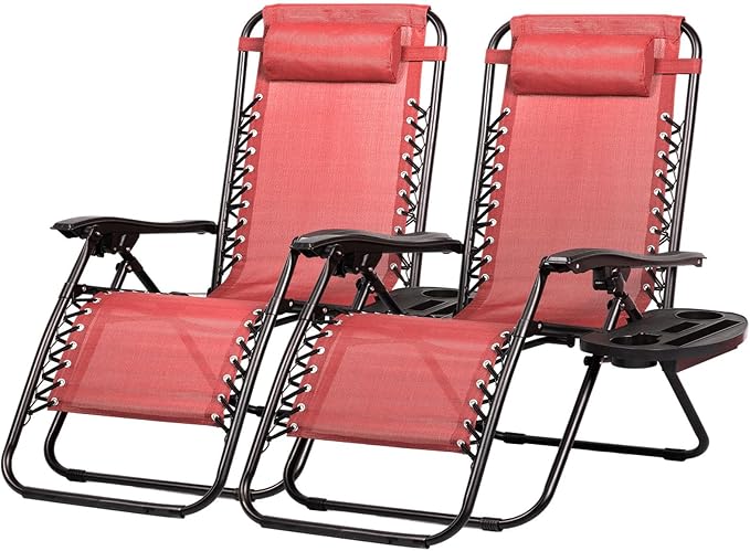 Nazhura Set of 2 Relaxing Recliners Patio Chairs Adjustable Steel Mesh Zero by NazhuraGoodCompanionAtHome