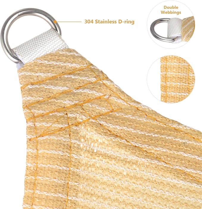 Eden's Decor Straight Flat-Edged Sun Shade Sail Rectangular 10' x 20' Beige - Image 2