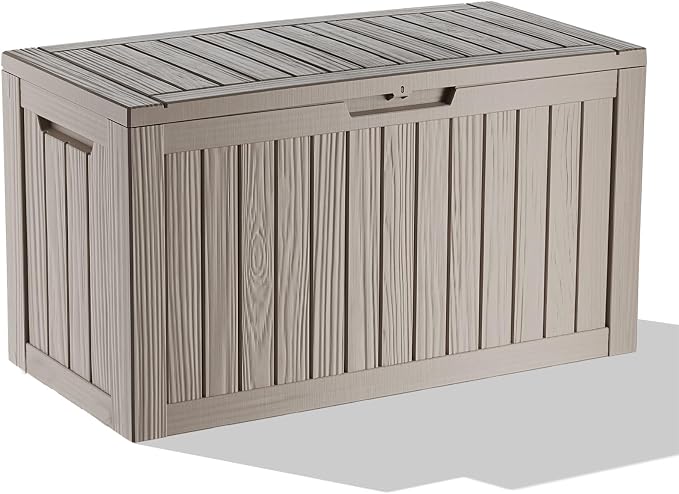 DRATO 85 Gallon Outdoor Storage Box Waterproof, Lockable Resin Deck Box by DRATOprovidesawarmandcozy