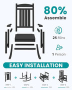 SERWALL Rocking Chair Outdoor, Oversized HDPE Patio Rocking Chairs, Porch Rocker - Image 8