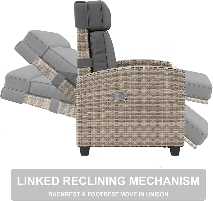 Outdoor Recliner Chair with Flip-Up Side Table & Linked Reclining Mechanism – - Image 3