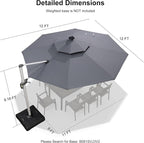 PURPLE LEAF Cantilever Umbrella 12ft Solar LED Light Double Top, Stays bright - Image 9