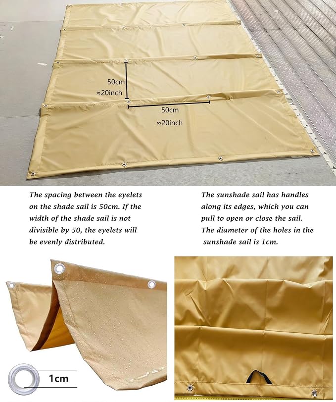 Sun Shade Sail Retractable Wave Waterproof 12' x 17' Shade Cloth Waterproof - Image 4